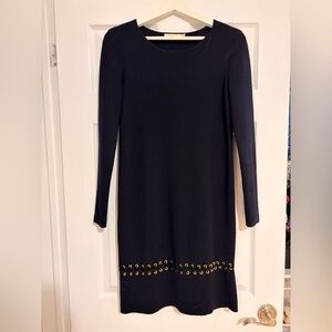 Tory Burch dark navy Dress with Gold Eyelets wool dress